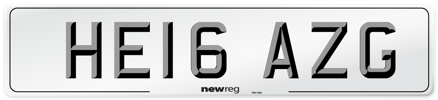 HE16 AZG Number Plate from New Reg